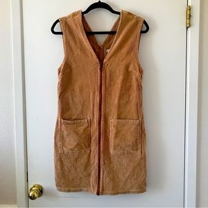 Billabong Corduroy Pocket Zip Dress Juniors Size Medium Tan Color